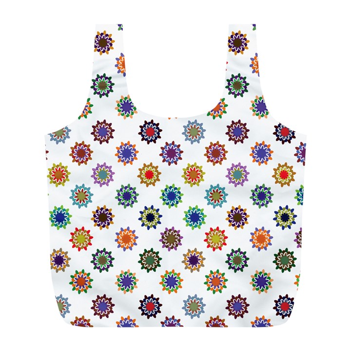 Flowers Pattern Recolor Artwork Sunflower Rainbow Beauty Full Print Recycle Bags (L) 