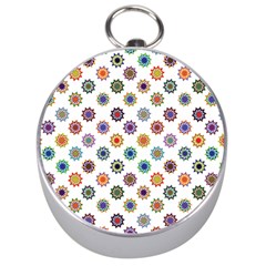 Flowers Pattern Recolor Artwork Sunflower Rainbow Beauty Silver Compasses by Mariart