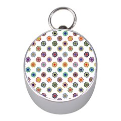 Flowers Pattern Recolor Artwork Sunflower Rainbow Beauty Mini Silver Compasses by Mariart