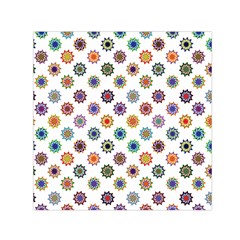 Flowers Pattern Recolor Artwork Sunflower Rainbow Beauty Small Satin Scarf (square) by Mariart