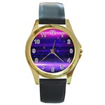 Massive Flare Lines Horizon Glow Particles Animation Background Space Round Gold Metal Watch Front