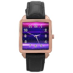 Massive Flare Lines Horizon Glow Particles Animation Background Space Rose Gold Leather Watch  by Mariart