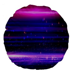 Massive Flare Lines Horizon Glow Particles Animation Background Space Large 18  Premium Flano Round Cushions by Mariart