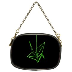 Origami Light Bird Neon Green Black Chain Purses (one Side) 