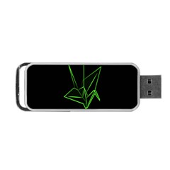 Origami Light Bird Neon Green Black Portable Usb Flash (two Sides) by Mariart