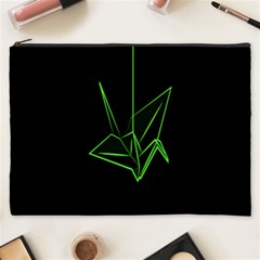 Origami Light Bird Neon Green Black Cosmetic Bag (xxxl)  by Mariart