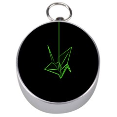 Origami Light Bird Neon Green Black Silver Compasses by Mariart