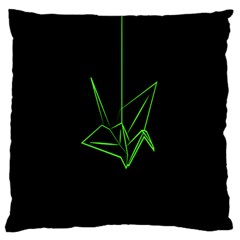 Origami Light Bird Neon Green Black Standard Flano Cushion Case (one Side) by Mariart