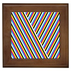 Lines Chevron Yellow Pink Blue Black White Cute Framed Tiles