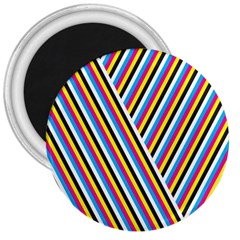 Lines Chevron Yellow Pink Blue Black White Cute 3  Magnets by Mariart