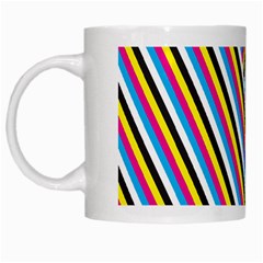 Lines Chevron Yellow Pink Blue Black White Cute White Mugs by Mariart