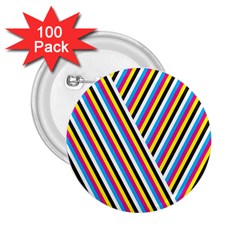 Lines Chevron Yellow Pink Blue Black White Cute 2 25  Buttons (100 Pack) 