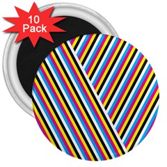 Lines Chevron Yellow Pink Blue Black White Cute 3  Magnets (10 Pack)  by Mariart