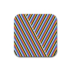 Lines Chevron Yellow Pink Blue Black White Cute Rubber Coaster (square) 