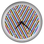 Lines Chevron Yellow Pink Blue Black White Cute Wall Clocks (Silver)  Front