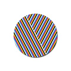 Lines Chevron Yellow Pink Blue Black White Cute Rubber Coaster (round) 