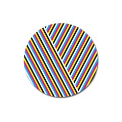 Lines Chevron Yellow Pink Blue Black White Cute Magnet 3  (round)