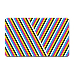 Lines Chevron Yellow Pink Blue Black White Cute Magnet (rectangular) by Mariart