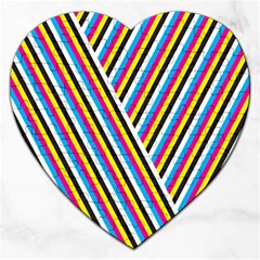 Lines Chevron Yellow Pink Blue Black White Cute Jigsaw Puzzle (heart) by Mariart