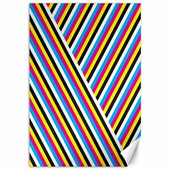 Lines Chevron Yellow Pink Blue Black White Cute Canvas 12  X 18   by Mariart