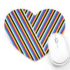 Lines Chevron Yellow Pink Blue Black White Cute Heart Mousepads by Mariart