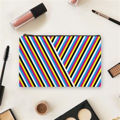 Lines Chevron Yellow Pink Blue Black White Cute Cosmetic Bag (medium)  by Mariart