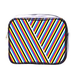 Lines Chevron Yellow Pink Blue Black White Cute Mini Toiletries Bags by Mariart