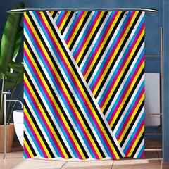 Lines Chevron Yellow Pink Blue Black White Cute Shower Curtain 60  X 72  (medium)  by Mariart