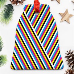 Lines Chevron Yellow Pink Blue Black White Cute Bell Ornament (two Sides) by Mariart