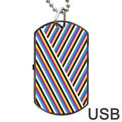 Lines Chevron Yellow Pink Blue Black White Cute Dog Tag Usb Flash (one Side) by Mariart