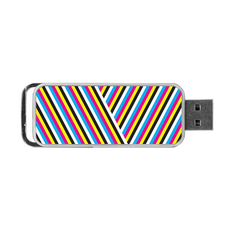 Lines Chevron Yellow Pink Blue Black White Cute Portable USB Flash (One Side)