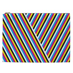 Lines Chevron Yellow Pink Blue Black White Cute Cosmetic Bag (xxl)  by Mariart