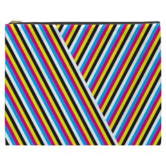 Lines Chevron Yellow Pink Blue Black White Cute Cosmetic Bag (xxxl)  by Mariart