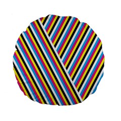 Lines Chevron Yellow Pink Blue Black White Cute Standard 15  Premium Round Cushions