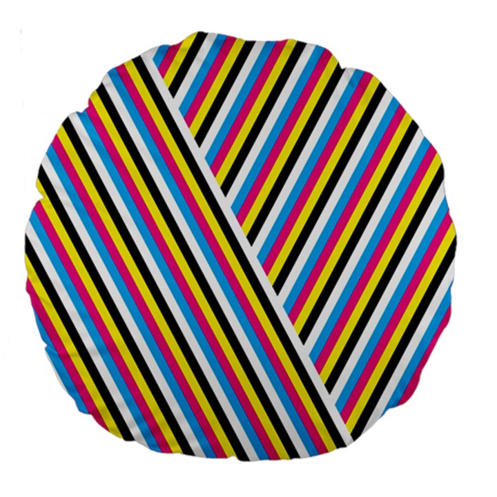 Lines Chevron Yellow Pink Blue Black White Cute Large 18  Premium Round Cushions