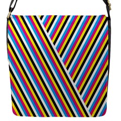 Lines Chevron Yellow Pink Blue Black White Cute Flap Messenger Bag (s) by Mariart