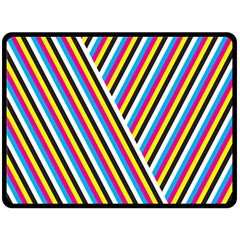 Lines Chevron Yellow Pink Blue Black White Cute Double Sided Fleece Blanket (large)  by Mariart