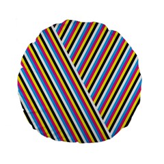 Lines Chevron Yellow Pink Blue Black White Cute Standard 15  Premium Flano Round Cushions