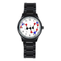 Nitroglycerin Lines Dna Stainless Steel Round Watch by Mariart