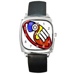 Pedernal Art Circle Sign Square Metal Watch Front