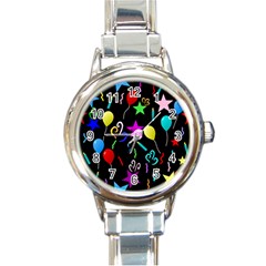 Party Pattern Star Balloon Candle Happy Round Italian Charm Watch