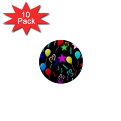 Party Pattern Star Balloon Candle Happy 1  Mini Magnet (10 Pack) 