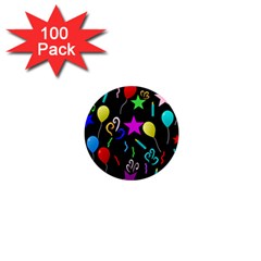 Party Pattern Star Balloon Candle Happy 1  Mini Magnets (100 Pack) 