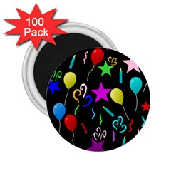 Party Pattern Star Balloon Candle Happy 2 25  Magnets (100 Pack) 