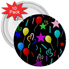 Party Pattern Star Balloon Candle Happy 3  Buttons (10 Pack) 