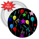 Party Pattern Star Balloon Candle Happy 3  Buttons (10 pack)  Front