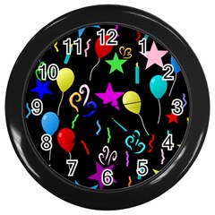 Party Pattern Star Balloon Candle Happy Wall Clocks (black)