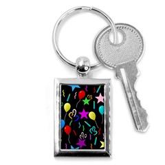 Party Pattern Star Balloon Candle Happy Key Chains (rectangle)  by Mariart