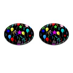 Party Pattern Star Balloon Candle Happy Cufflinks (oval) by Mariart