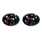 Party Pattern Star Balloon Candle Happy Cufflinks (Oval) Front(Pair)